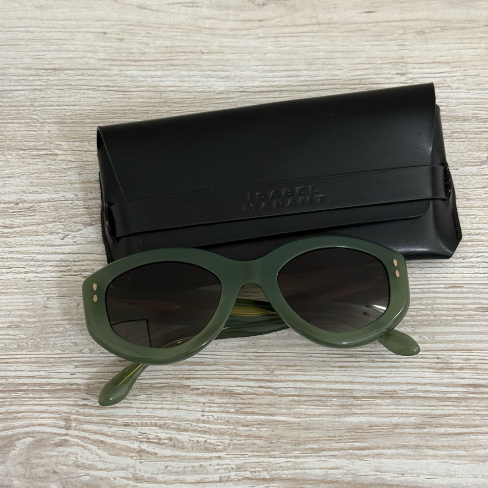Brand New Oval Isabel Marant Green Sunglasses In Case